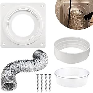 Dryer Vent Wall Plate Quick Connector Kit with Hose,Adapter with Quick Connect & Disconnect Snap, Dryer Dock Connector Kit for Dryer Washer, Wall Exhaust Vent, Ceiling or Warmhouse Air Circulation