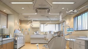 3D dentist consultation setup with dental instruments. Concept: oral health, dentists, clinical care.