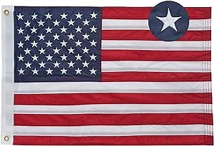 Bradford American Flag 12x18 Inches Embroidered Small American Boat Flag Double Sided USA US United Flags for Outside with 2 Brass Grommets and 4 Stitching Rows Boat Cabin Decoration
