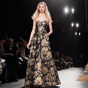 Romantic gowns elegantly flowed down on the runway at Badgley Mischka. #NYFW | NYFW