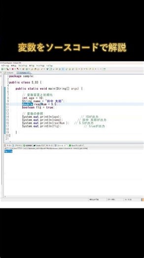 【Java③ ショート③】変数 ソース解説 #コデワーク#生成AI #生成AI無駄遣い#Webアプリ開発体験