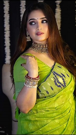 Beautiful bride is presenting herself beautifully in a beautiful dress