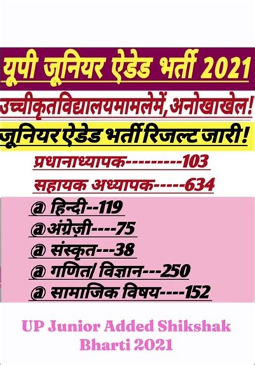 UP Junior Added Result Update || पदों में खेल || #junioradded #trending #shikshak #shorts #short #gk