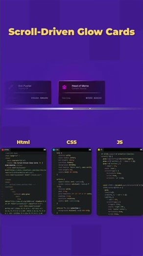 Scroll Driven Glow Cards Animation Using HTML CSS And JS