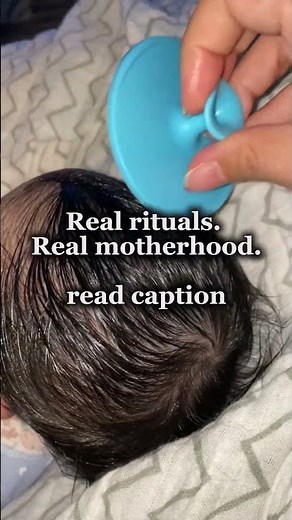 DAY 42 | Cradle cap care made easy with baby oil and a silicone hair massager (๑˃ᴗ˂)ﻭ