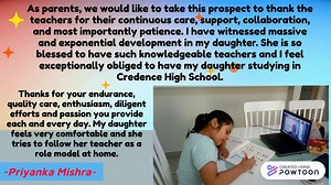 1.7K views · 67 reactions | Heart touching words of our lovely Credence parents. Join Credence High and experience the love for learning and an unmatchable culture of moral support. ADMISSIONS OPEN : PRE-KG till GRADE 11 Contact: 0529858300 / admissions@credencehighschool.com | Credence High School, Dubai | Facebook