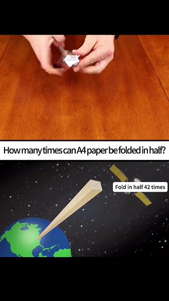 Fold the paper in half 42 times,Can it reach the moon?How many times can A4 paper be folded in half at most,Welcome to the comment section for discussion.#origami #problem #a4paper #foryou #diy #origamitiktok #hot
