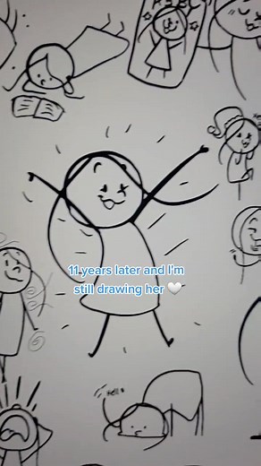 Nostalgic Stick Figure Girl Drawing Journey