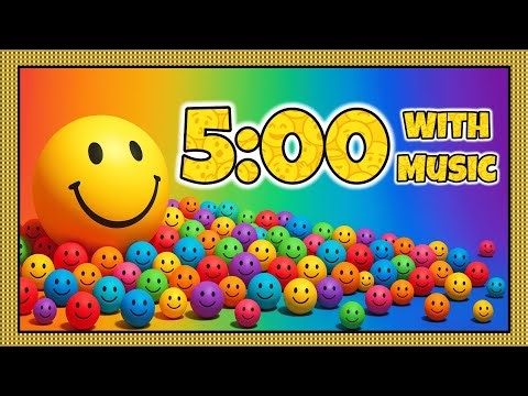 5 Minute Happy Face Bouncy Ball Timer with Music For Clean up time, Brain Breaks, Focus, Homework,