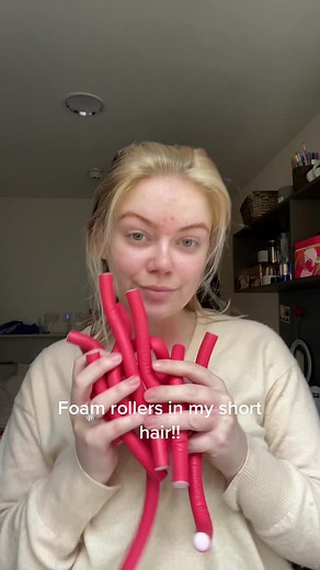 Heatless Curls with Foam Rollers for Short Hair