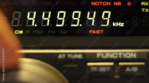 Close up of tuning a shortwave ham radio