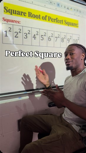 Marcus Cade on Instagram: "A square root is just asking: What number do I multiply by itself to get this number? A perfect square is a number that does come from a whole number times itself. Examples: √9. = 3→ because 3 × 3 = 9 √16 = 4→ because 4 × 4 = 16 √25 = 5→ because 5 × 5 = 25 The square root of a perfect square is just the number that made it. If a number doesn’t come from a clean same number then it’s not a perfect square and the square root gets messy #teachersofinstagram #education #ma