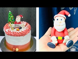 Easy gum paste Santa Claus 🎅🏻 Christmas theme cake 🎂