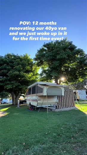 12 months. Blood, sweat and tears. And this morning… we woke up in Bertie for the very first time. 🚐 Her maiden voyage has officially begun. I cannot wait to show you how everything turned out. #jayco #jaycoaustralia #jaycoswan #camperrenovation #popupcamper