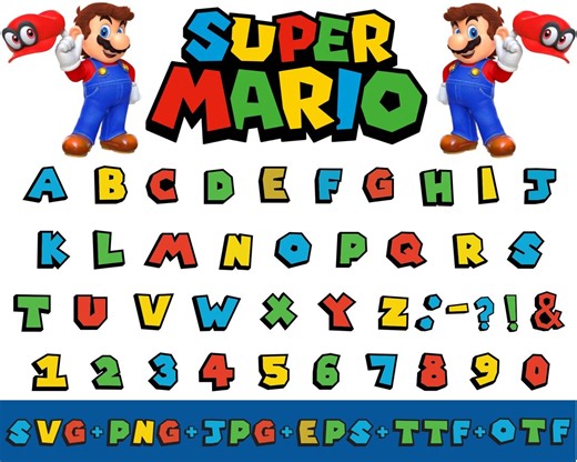 Super Mario Font, Mario Font, Super Mario Letters, Super Mario Font Svg, Super Mario Font Cricut, Super Mario Font Silhouette TTF OTF - Etsy