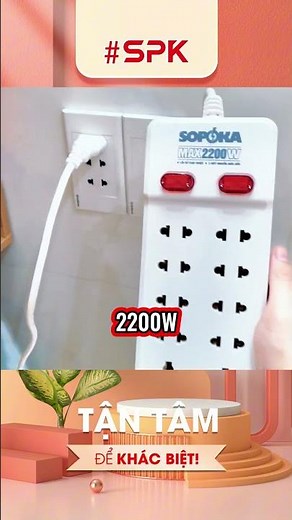 🔌 Ổ cắm điện 10 lỗ 2200W SOPOKA 10Y – Lõi sứ chịu nhiệt, an toàn bền bỉ, tiện lợi