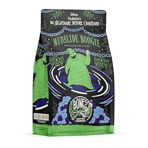 Bones Coffee Company The Nightmare Before Christmas Mudslide Boogie Flavored Coffee Beans, Medium Roast Ground Coffee Low Acid, Chocolate Mudslide Flavor (12 oz)