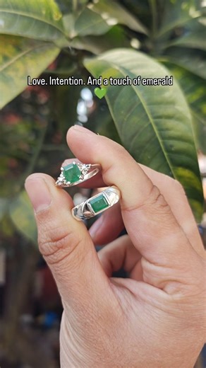 Himalayan Crystal House on Instagram: "Two rings, two energies — one beautiful moment shared. 💍 This reel captures the magic of gifting each other something meaningful: a pure silver emerald ring for him, symbolizing strength, clarity, and grounded energy… and a delicate silver ring for her, representing elegance, warmth, and intention. ❤️ There’s something special about exchanging rings — not as a ritual, not as a rule, but simply as a way of saying: “Here’s a piece of my heart you can carry.”