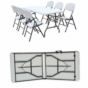 [Hot Item] 6FT Rectangle Plastic Trestle Folding Table with Stable HDPE Top and Strong Table Leg Folding Table by Best Choice