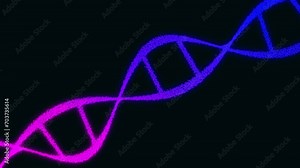 Seamless looping animation of rotating DNA strands 4k, Abstract animated DNA molecule, human genome, medical research, genetic engineering, biology, Futuristic 4k animation of DNA molecule