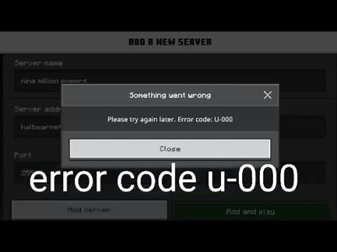 How to fix Error code U-000 On Minecraft bedrock Edition!