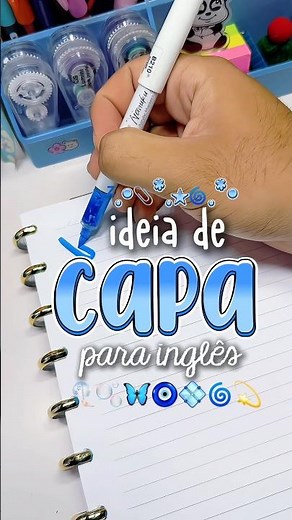Ideia de Capa para inglês 🧿🫧🌀୧ ‧₊˚⋅#study #caligraphy #papelaria #title #lettering #voltaasaulas