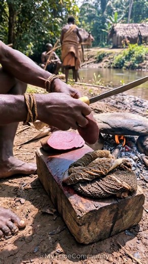 Baka Tribe | Hunters Process Game Heart #tribalcooking #tribalfood #shorts