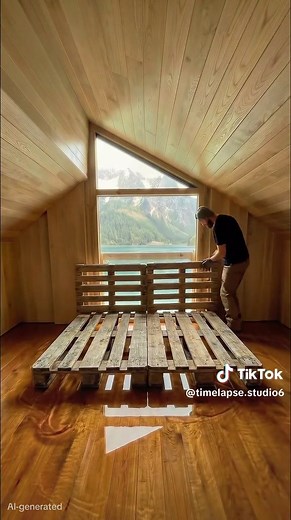 Luxury Floating House Made from Pallets on Alpine Lake