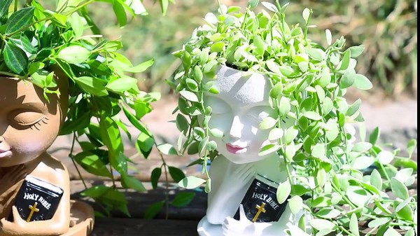 Face Planters Pots Head for Indoor Outdoor Plant Unique Head Planter Holding Book Confessional Girl Face Flower Pot with Drainage for Succulent Cactus String Of Pearls Plant Gift Idea(White)