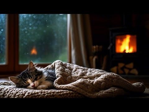Cozy Sleep Sound Trio: Purring Kitty, Fire Crackles & Gentle Rain