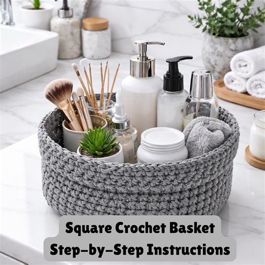 Square Crochet Basket Patterns, Crochet Bathroom Organizer, Storage Basket PDF Tutorial, Square Crochet Organizer, Crochet Desk Organizer - Etsy Canada