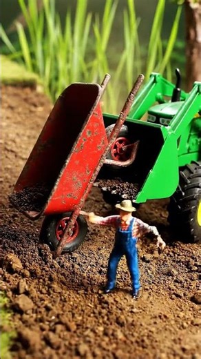 Tiny Tractor Saves Runaway Wheelbarrow 🚜