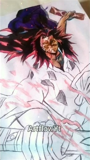 ​Drawing Kokushibo: Face & Hair Coloring (Part 1) 🌙🔥 #Shorts #Kokushibo