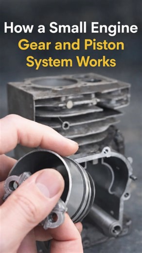 How a small engine gear and piston system works