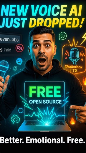 Taha Bekey | AI Tools & Automation on Instagram: "🚨 Forget ElevenLabs—This FREE Tool Just Changed Everything! If you’ve been hunting for a text-to-speech model that sounds human, reacts with emotion, and doesn’t cost $$$, you just hit gold 🏆. Chatterbox TTS by Resemble AI is open source, MIT licensed, and shockingly good. We’re talking meme-worthy voiceovers, hyper-real storytelling, and voice agents that actually feel alive 🎙️⚡ 🎭 *Now You Can Control EMOTIONS In Your Voiceovers!* Yup, this 
