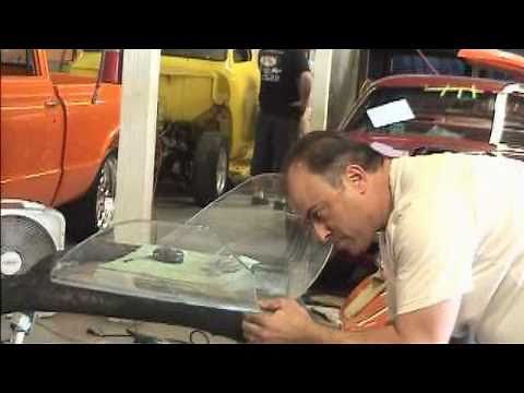 Cut and Custom Curved Glass Chopped Chevy Bel Air cut windshield and back glass by, Kotto Auto Glass