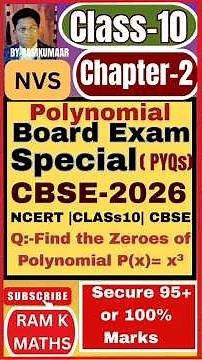 | Part-2 | Polynomials class10 CBSC |Qiuck Revision in 3 Minutes | Ram K Maths