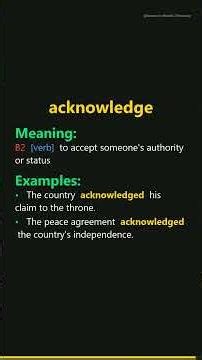 Acknowledge Meaning | Acknowledge Definition | Pronunciation & Examples | Verb