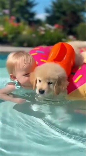 Baby & Animal Pool Fun! 😂💦