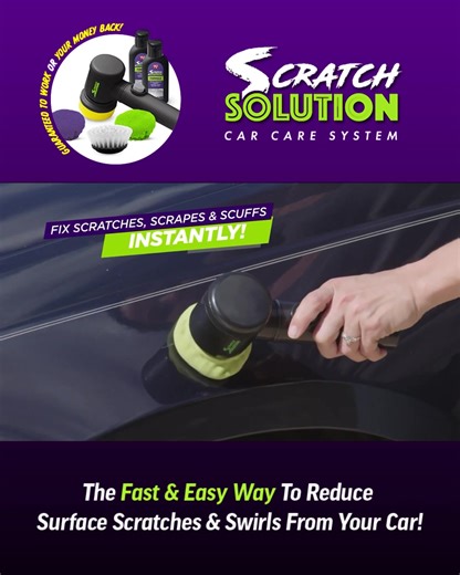 16K views · 12 reactions | Forget expensive detailing. The cordless Scratch Solution kit is easy to use, no experience needed. Its spinning, heat-activated applicator + ceramic formula smooths away minor damage fast. Scratch Solution is safe on all paint colors and finishes. Why pay a pro when you can do it yourself for just $29.99 with free shipping? | As Seen On TV | Facebook