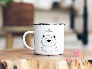 White Bear Mug Personalized Mug Polar Bear Mug Enamel Cup White Bear Gift White Bear Coffee Cup White Bear Tea Cup Enamel Mug Gift for Kids - Etsy