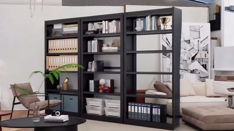 Black Bookshelf，6-Tier Bookcase with Adjustable Storage Shelves，Metal Bookshelf with Book Stopper for Living Room, Home Office, Library