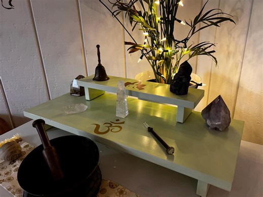 Altar Table Hand Made Spiritual Altar Table for Meditation Altar Shrine Made With Reclaimed Materials Prayer Center Made With Love Om Symbol - Etsy