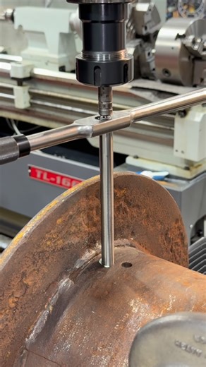 Adam Booth on Instagram: "Finishing off the winch drum’s two new drilled & tapped holes. #abom79 #manualmachining #industrialrepair #machineshop #greenfieldcuts"