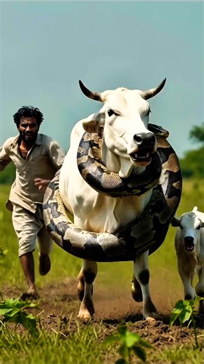 “Brave Calf Saves Its Mother from a Giant Python!” | Heart touching cow & calf rescue story