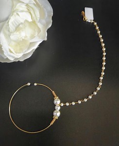 Pearl Bridal Nath: Gold Press-on Nose Ring, Indian Jewelry - Etsy