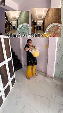 20 million✅🖍️ Playing Holi with Wallpaper 😍🔥#wallpaper #decor #liquidwallpaper #shorts #holi