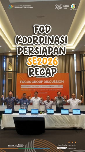 BPS Provinsi Sulawesi Utara mengadakan Focus Group Discussion (FGD) Koordinasi Persiapan Sensus Ekonomi 2026 pada Rabu (10/12). FGD ini dihadiri oleh Wakil Gubernur Sulawesi Utara yang diwakili oleh Kepala Biro Perekonomian Sekretariat Daerah Provinsi Sulut, Reza Dotulung, sekaligus membuka kegiatan secara simbolis. Dalam sambutannya, Reza mengapresiasi BPS Sulut beserta seluruh jajaran yang telah bekerja keras menyelenggarakan kegiatan FGD ini. “FGD hari ini bukan sekadar forum koordinasi, tapi