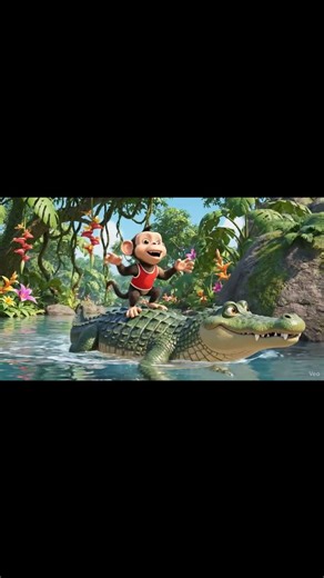 Monkey and alligator dancing and singing 😺 #shorts #kids #funny #cartoon #funnyanimalsforkids