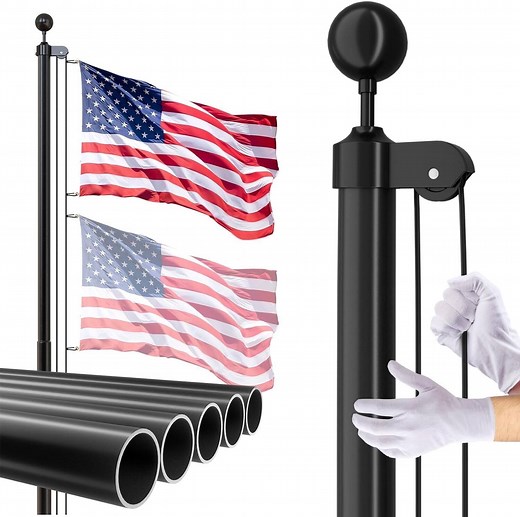 Heavy Duty Flag Pole - 20 FT Extra Thick Aluminum Flagpole Kit for Outside House In Ground